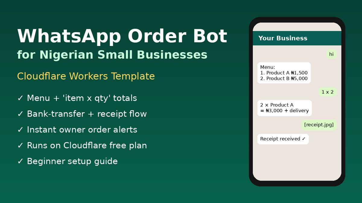 WhatsApp Order Bot for Nigerian Small Businesses – Cloudflare Workers Template